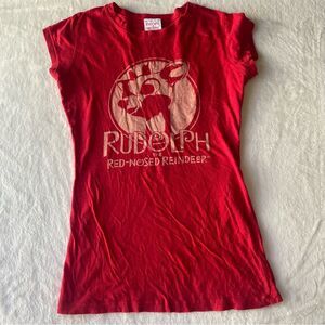 Vintage Rudolph The Red Nosed Reindeer T Shirt Size Small Red Graphic